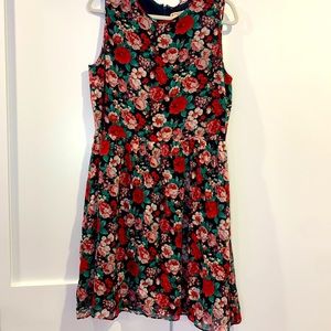 Brooks Brothers red fleece sleeveless floral dress
